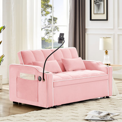 Lit rose réglable à dossier pliable avec cendrier et support pour téléphone pivotant