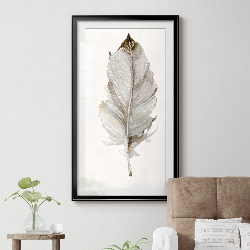 «Neutral Feather II», reproduction d'art graphique sur papier encadré, Noir, H 10,5 po x l 18,5 po