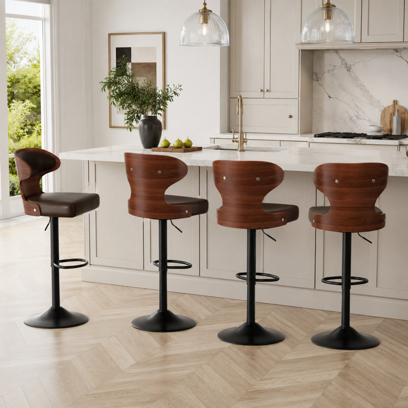 Tabouret tournant à hauteur réglable Bentwood, Brun