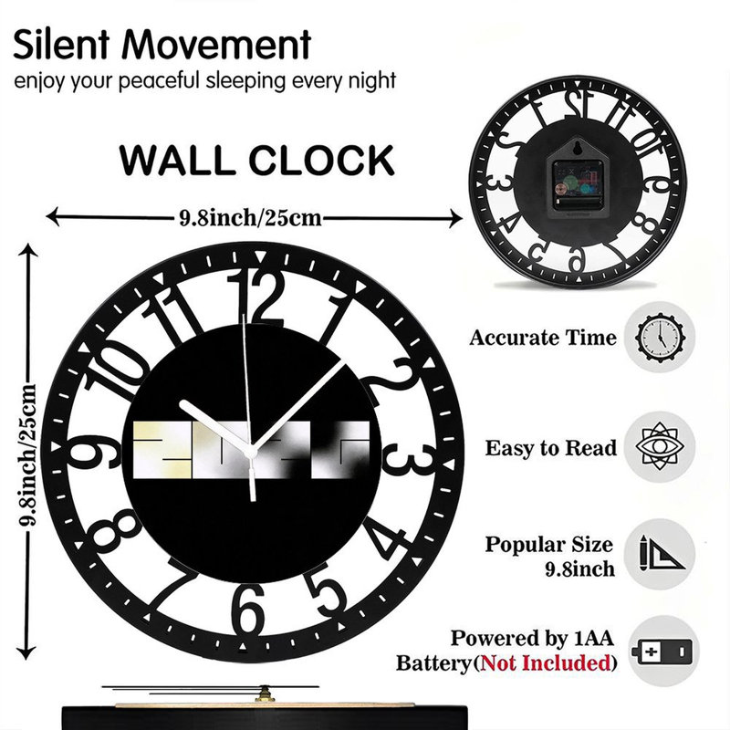 Horloge murale 10 po 2026 | Quartz silencieux, chiffres arabes, imprimé UV, Crème / dégradé blanc