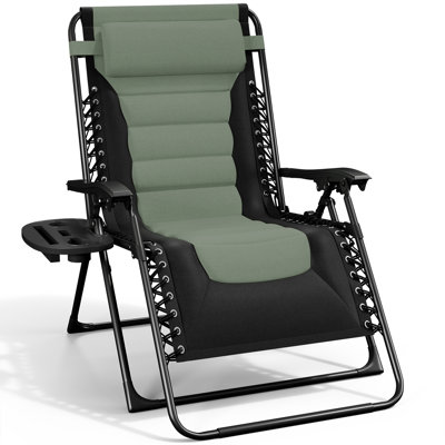 Oversized Padded Zero Gravity Reclining Lounge Chair with Cup Holder Tray and Headrest