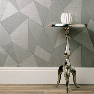 Milano Large Fractal Mid Grey Italian Heavyweight Vinyl Wallpaper
