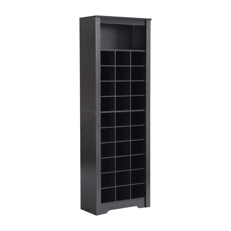30 Shoe Cubby Console, Shoe Cabinet With Multiple Storage Capacity, Free Standing Tall Cabinet With Versatile Use, Black
