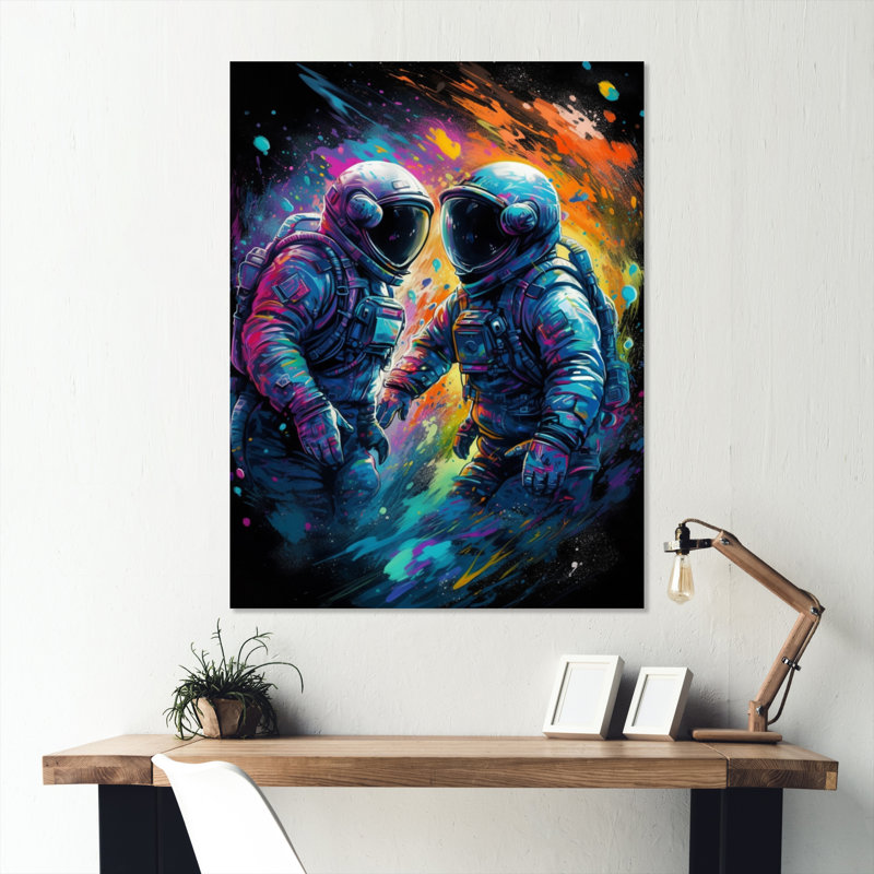 Astronaut Confrontation - Space Metal Wall Decor, 32" H x 24" W x 1" D