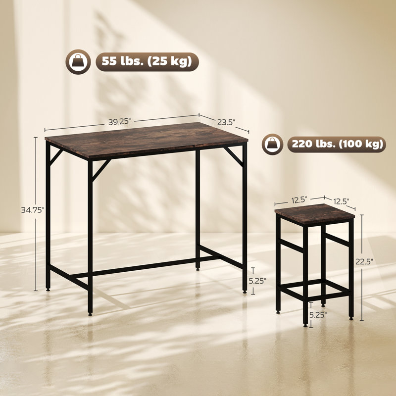 Modern Kitchen Counter Height Dining Table Set with 4 Bar Stools, Dining Table Set, Bar Table & 4 Stools Set