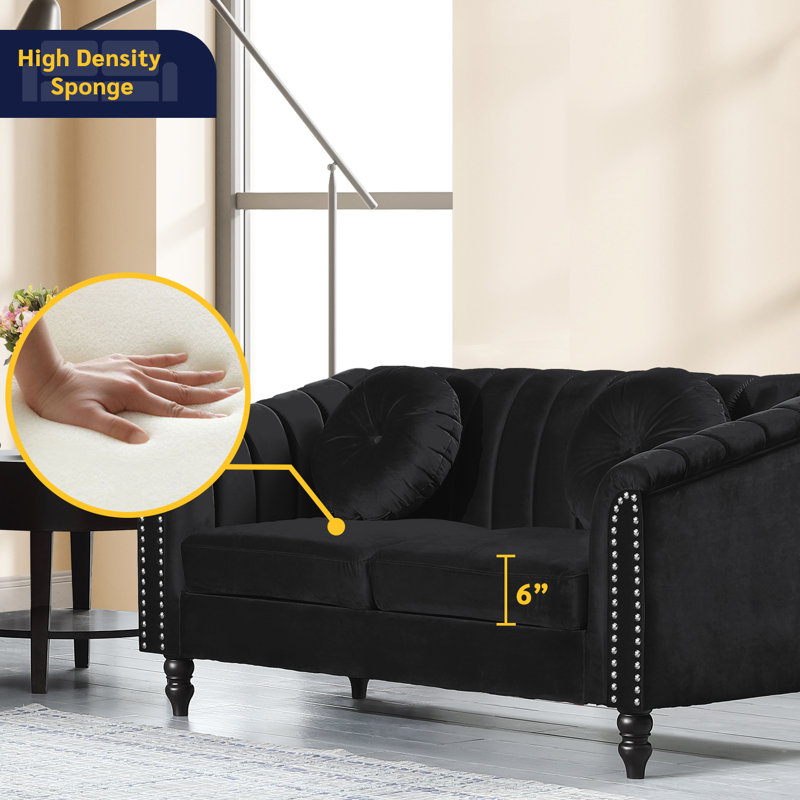 Atlasburg 2 Piece Microfiber Living Room Set, Black