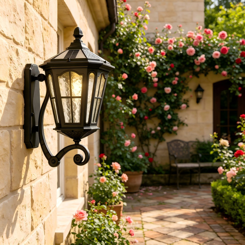 Solar Wall Light Outdoor Classic Black