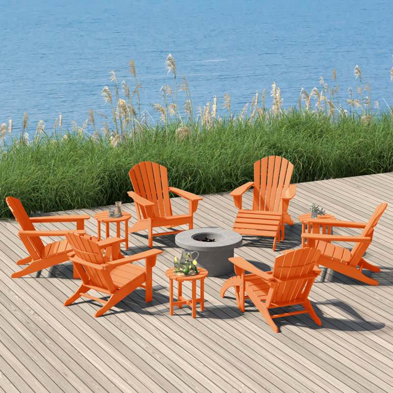 Altura Foldable Outdoor Adirondack Set, Orange