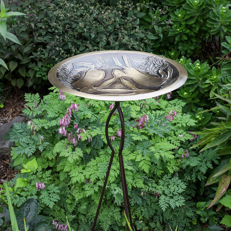 Three Hares Birdbath with Tripod Stake