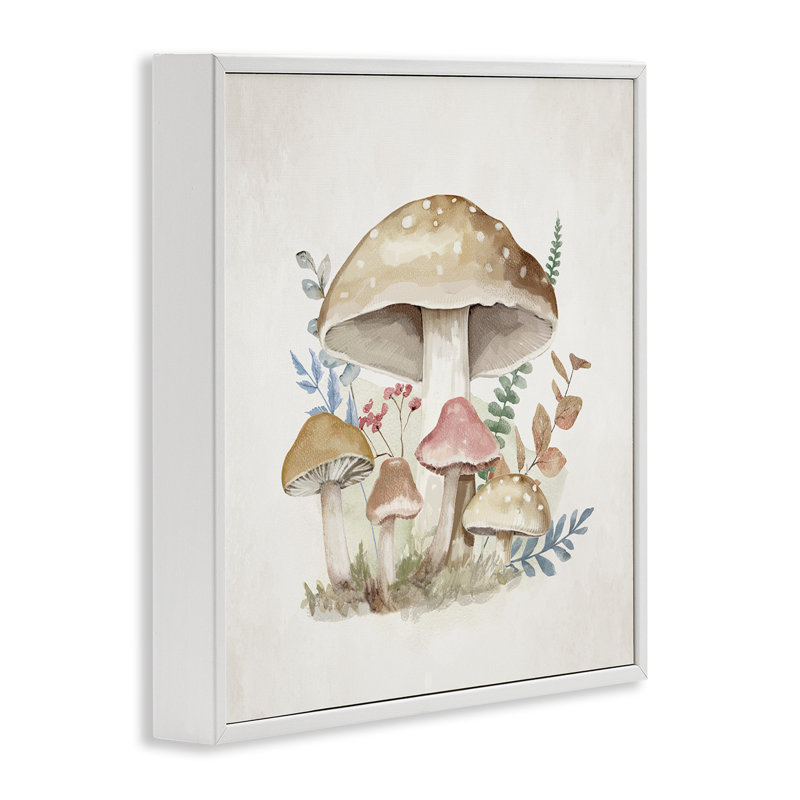 Giclée encadrée neutre, champignon, par Mollie B., H 12 po x l 12 po, Giclée encadrée blanc bord de mer