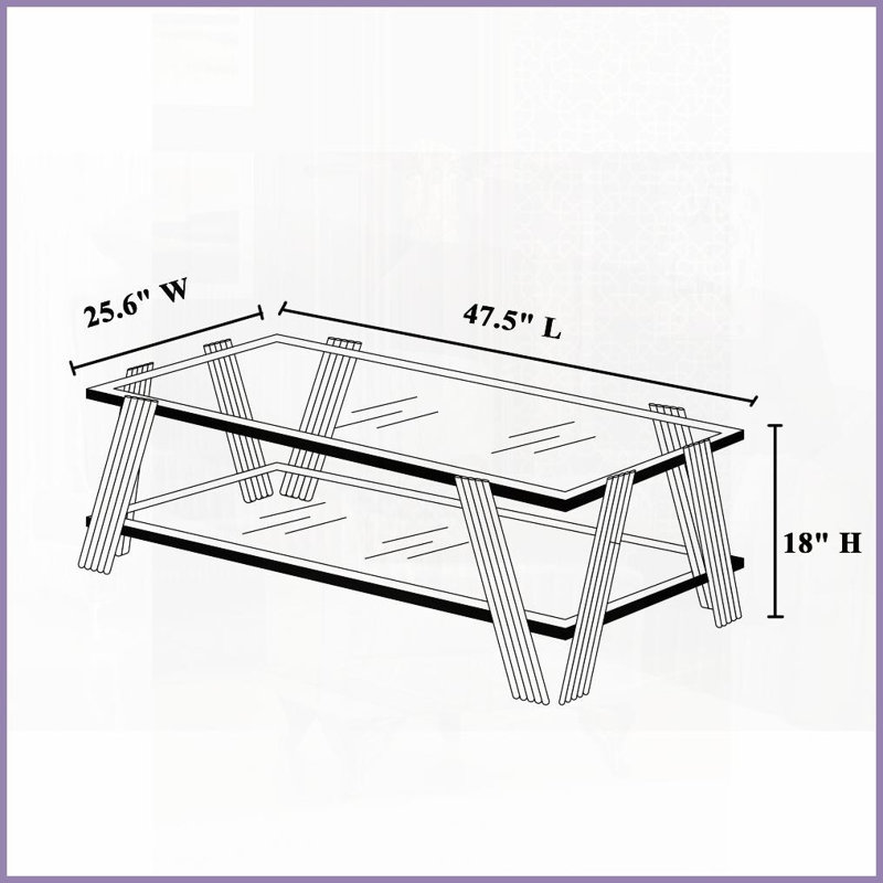 Table basse moderne en acier inoxydable de 47 po de largeur avec verre trempé double couche - facile à nettoyer et amp; Gain de place pour le salon
