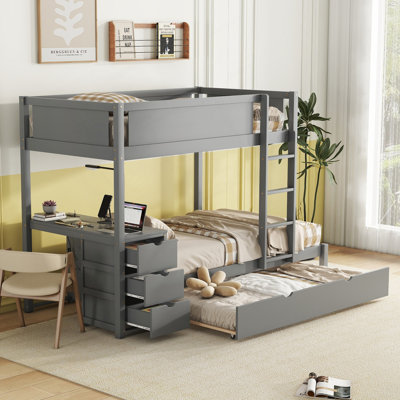 Twin-Over-Twin Bunk Bed With Twin Trundle