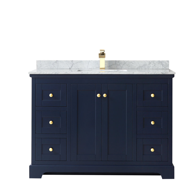 Ensemble de meuble-lavabo simple 48 po Avery, Bleu foncé, Or brossé