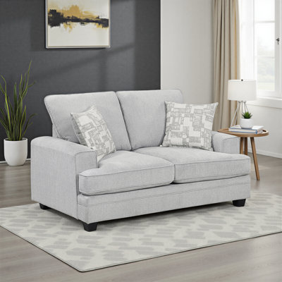 Zehr 64.5" Modern & Contemporary Chenille Loveseat with Reversible Cushions, Removable Zipper Covers, Stylish Black Faux Wood Feet