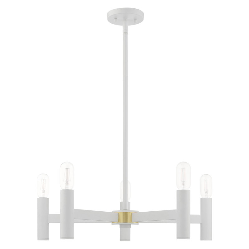 Martella Candle Style Classic / Traditional Chandelier, White, 6" H x 25" W x 25" D