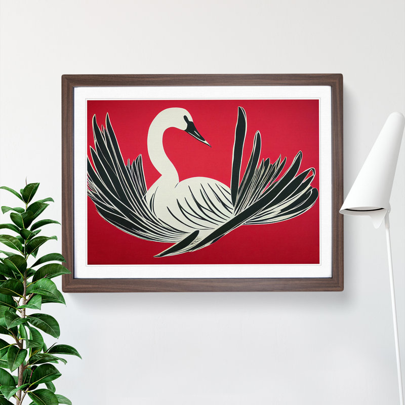 Artsy Swan - Single Picture Frame Print, 25cm H x 34cm W, Brown