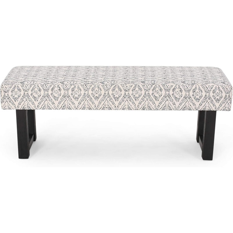 Banc en tissu imprimé en noir et blanc Boho