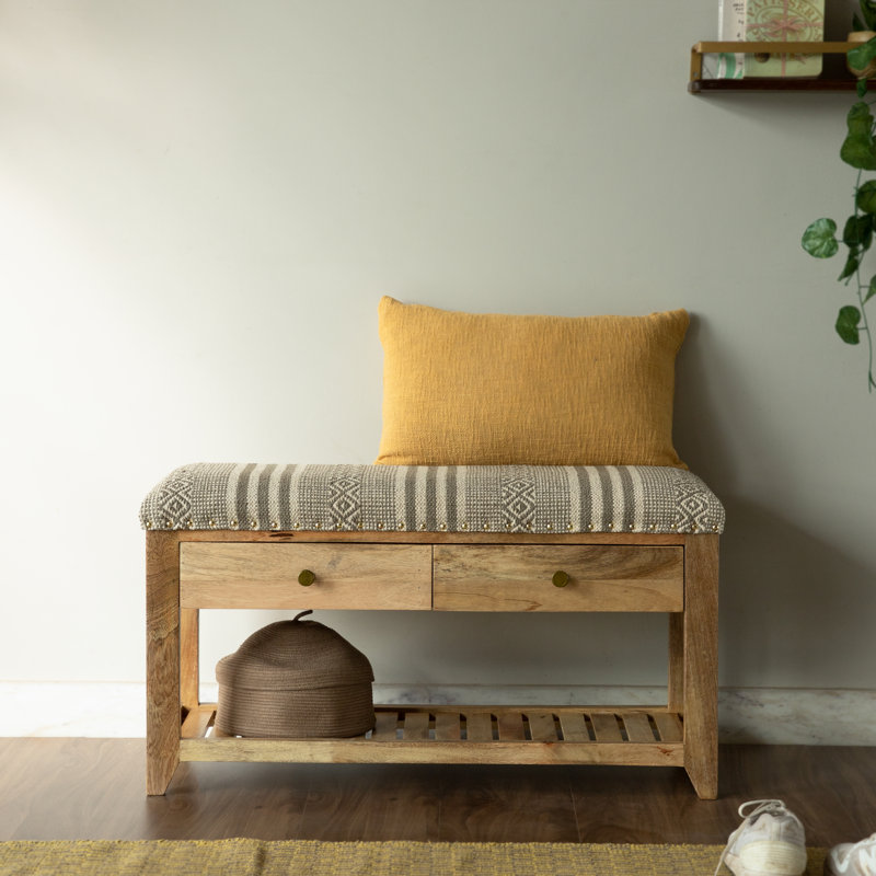 Banc de rangement Iyaas, Beige / Blanc
