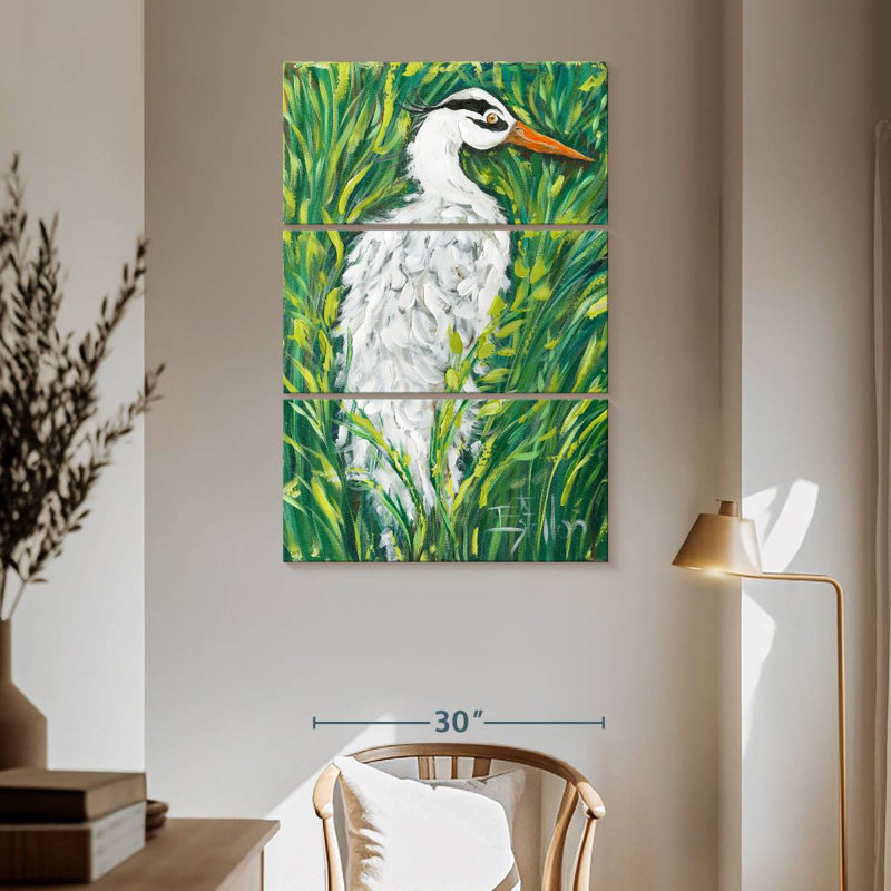 Brampt Fluffy White Egret, 65" H x 42" W