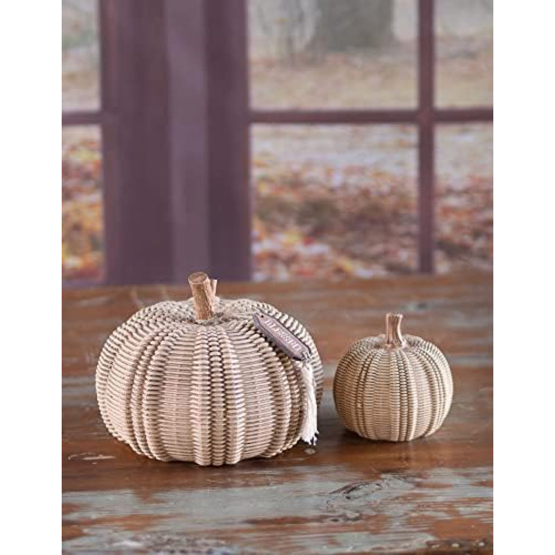 Pumpkin Décor Autumn & Fall Decorations, Large, Wicker Textured