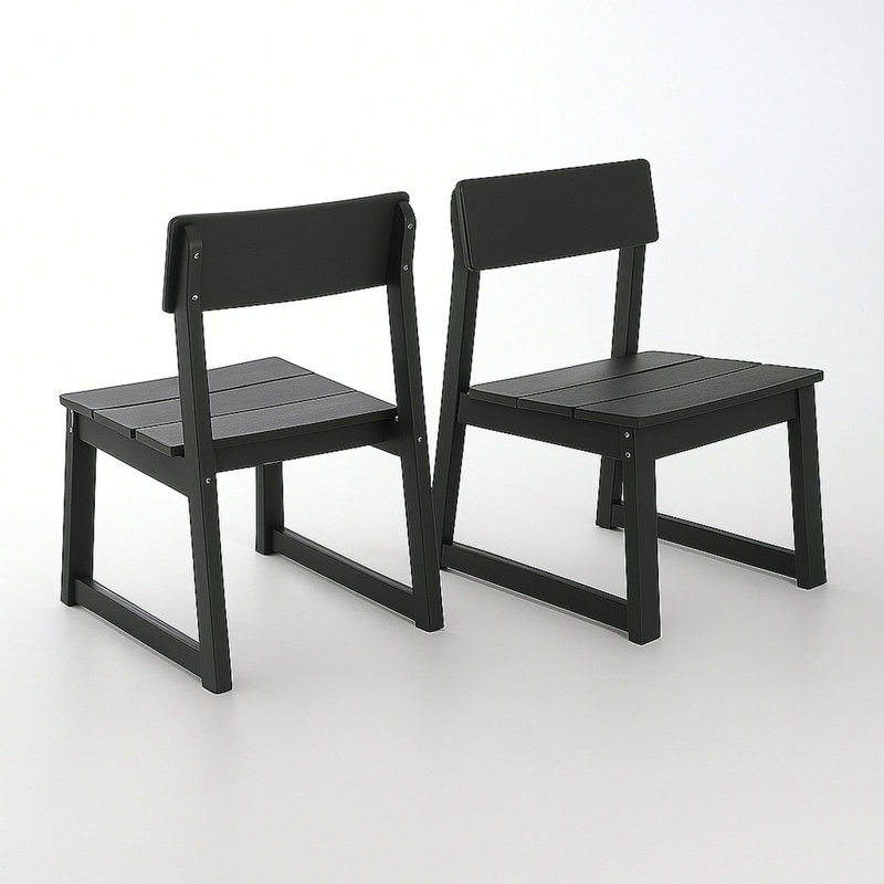 Ensemble de 2 chaises noires en PEHD pour l'extérieur et le jardin, Noir