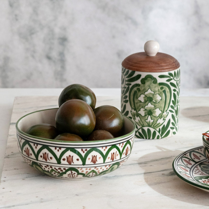 Large Mosaic Stoneware Bowl Set, Multicolor, Set of 4