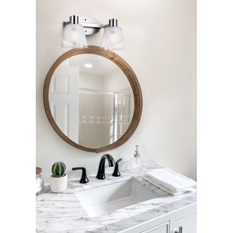 Brushed Nickel 16" Vanity Light with White Alabaster Glass Shades