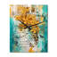 Horloge murale fleurs jaunes sur turquoise - rose-99640163