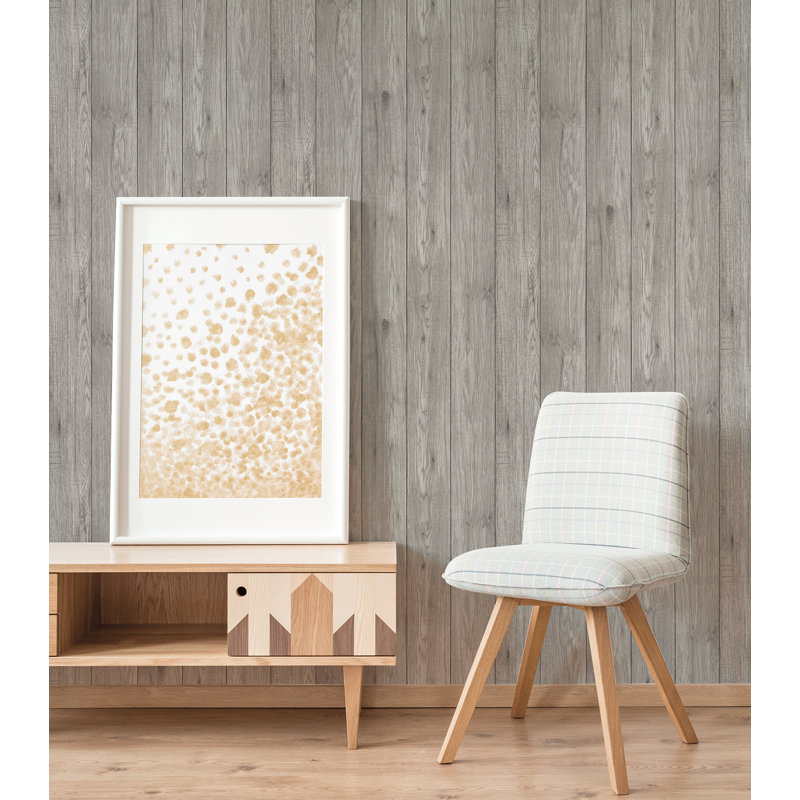 Rouleau de papier peint d'aspect bois L 33 pi x l 20,5 po Houpt, Gris