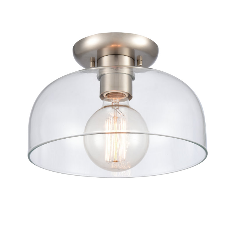 Plafonnier semi-encastré 1 lumière large Brewer 10 po - Nickel brossé
