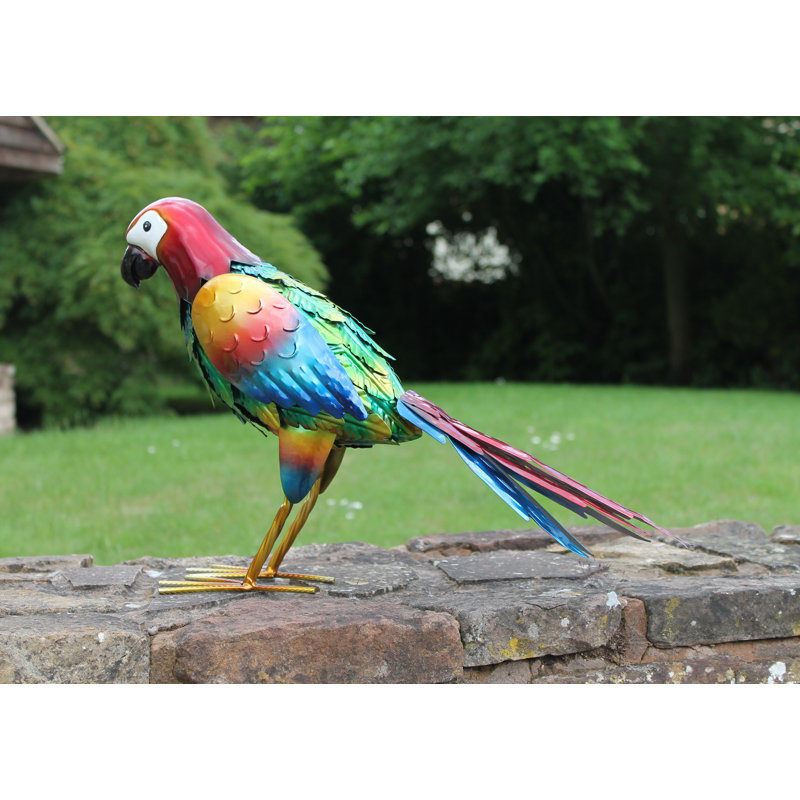 Certo Bird Metal Garden Statue, Red