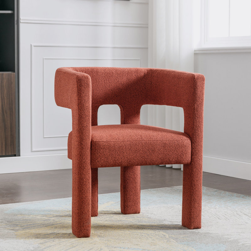 Fauteuil demi-tonneau Ellisyn, Mélange de lin orange
