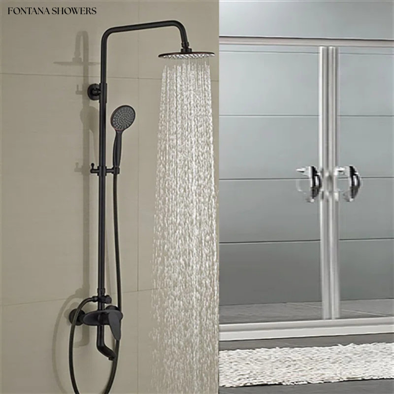 Ensemble de robinet de douche noir mat avec douchette à main FontanaShowers