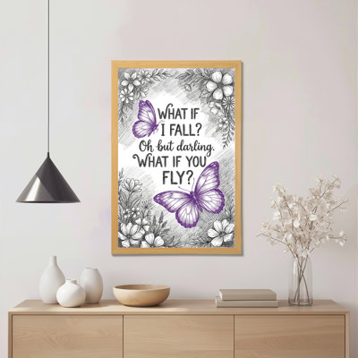 Papillon et motif floral sur toile tendue, reproduction d'art sur toile avec citation inspirante pour le salon, la chambre à coucher ou la décoration intérieure