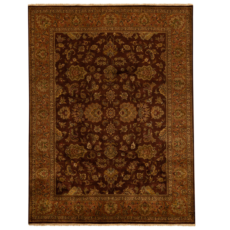 Hand Knotted Wool Area Rug in Plum
