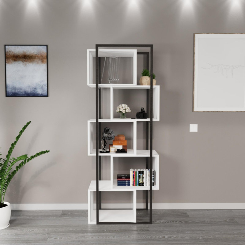 Aliona 70cm W Metal Shelving Unit, White/Black