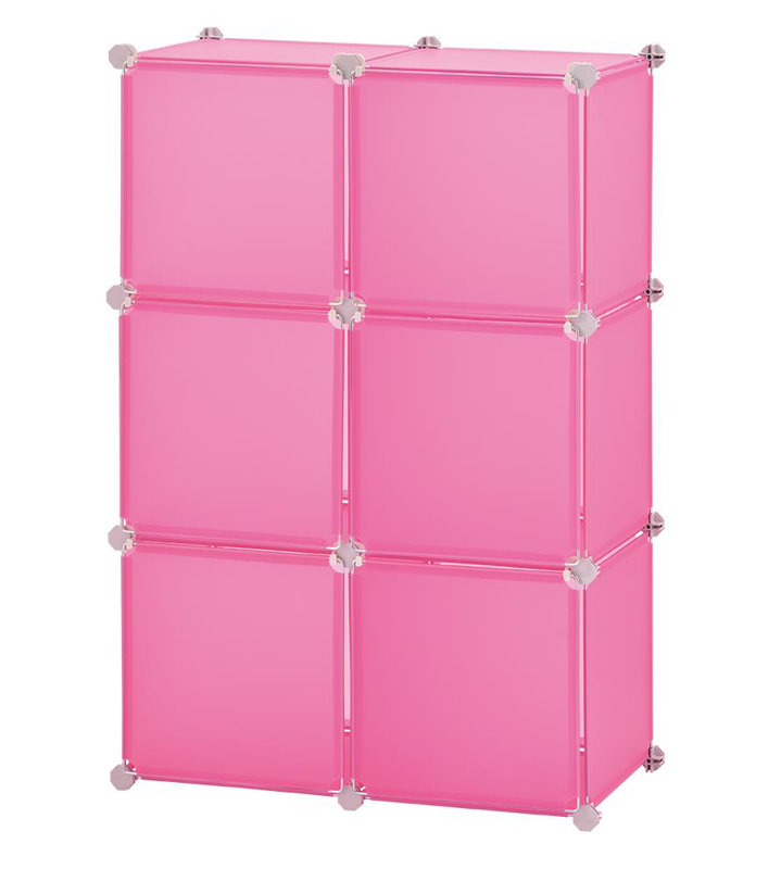 98cm H x 66.5cm W Plastic Cube Bookcase, Pink