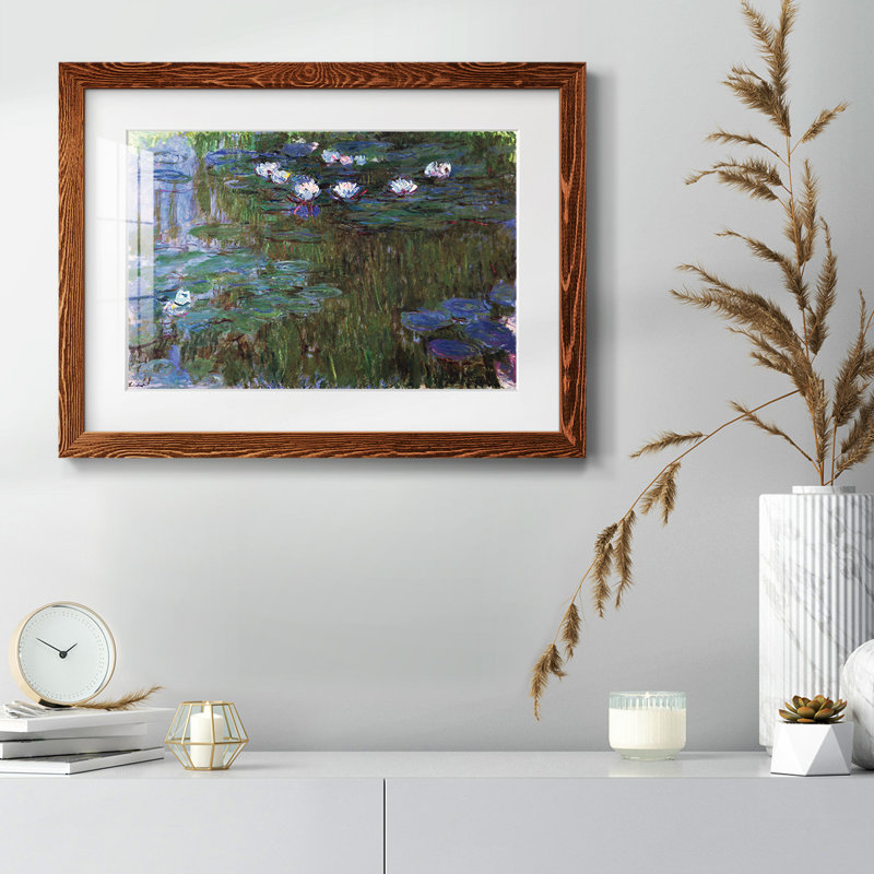 «Water Lillies # 3» par Monet, reproduction d'art encadrée, Cadre érable