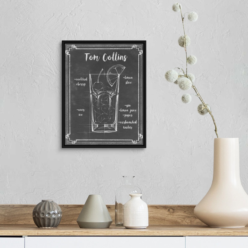 Mixology II - impression sur toile, Cadre flottant noir, H 15,7 po x l 12,7 po x P 1,75 po