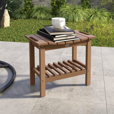 Table d'appoint d'extérieur, banc de douche à 2 niveaux avec patins antidérapants et poignées, table de bout en PEHD résistante aux intempéries pour patio, piscine, porche