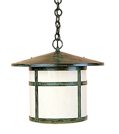  Lanterne Suspendue à 1 Lumière Berkeley, 24.75" H x 14" W, Brun rustique, Blanc Opalescent