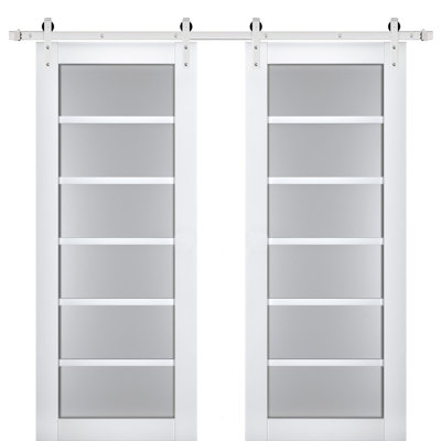 Veregio Frosted Glass Panelled Wood Barn Doors