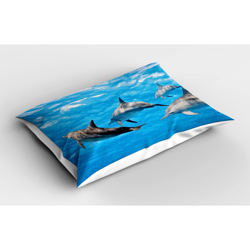 Blue and Grey Dolphin Print Microfiber Pillow Sham