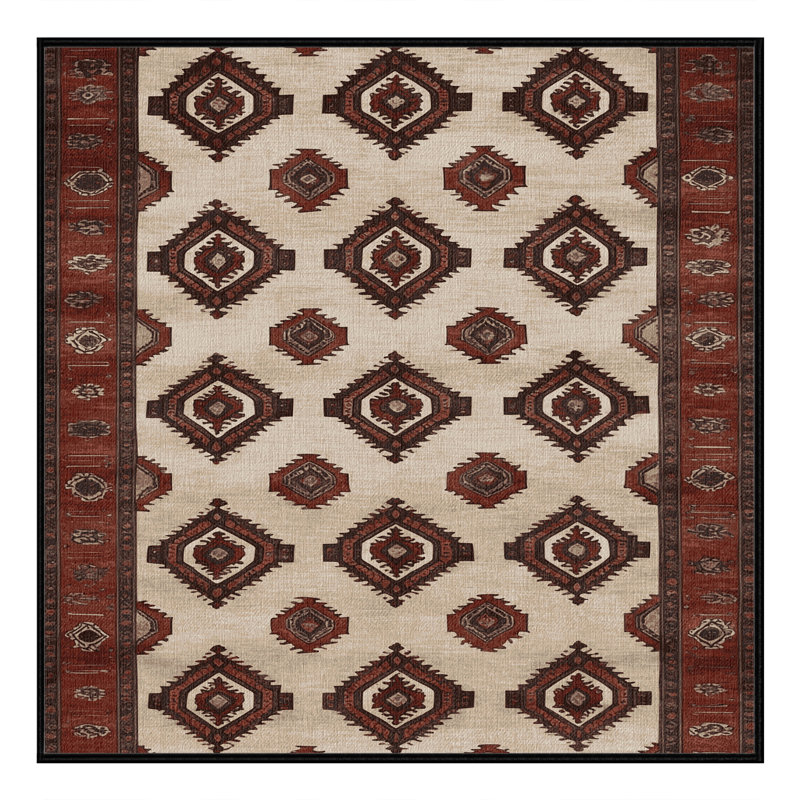 Machine Washable Persian Black Area Rug, Square 8'