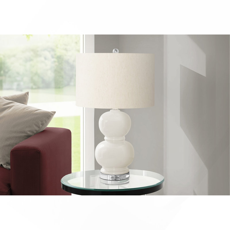 Lighting, H 25 po, céramique crème, abat-jour ivoire / crème, contemporain, Crème