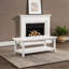 Table basse en bois massif avec ton blanc et tablette inférieure