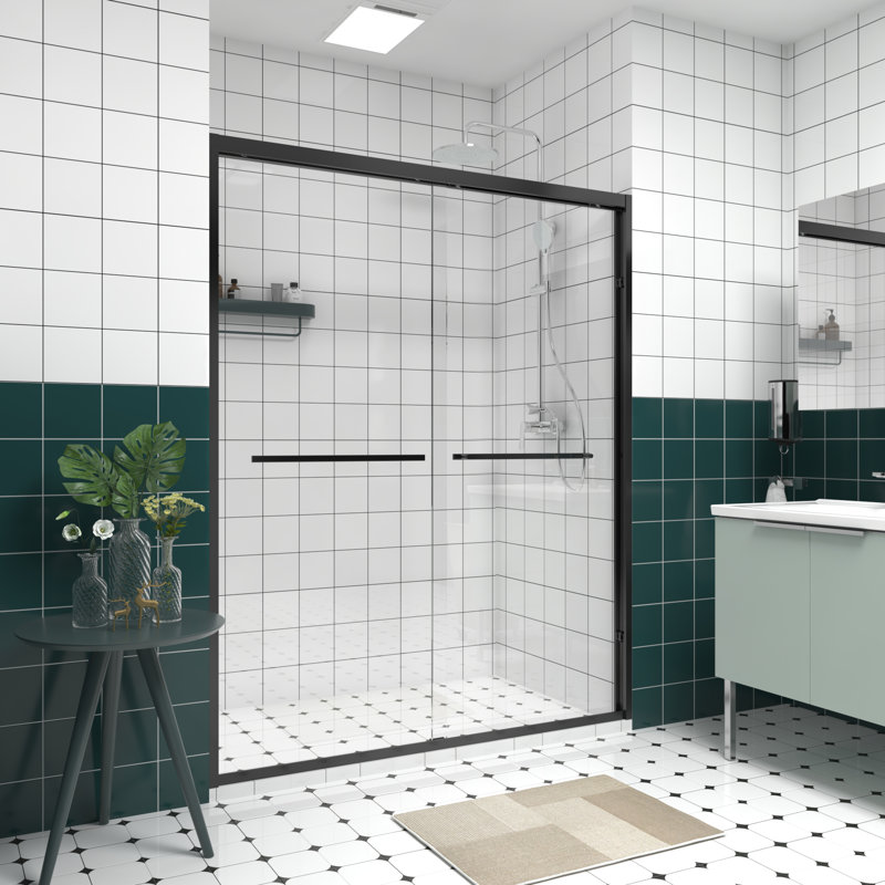 Porte de douche coulissante double en aluminium