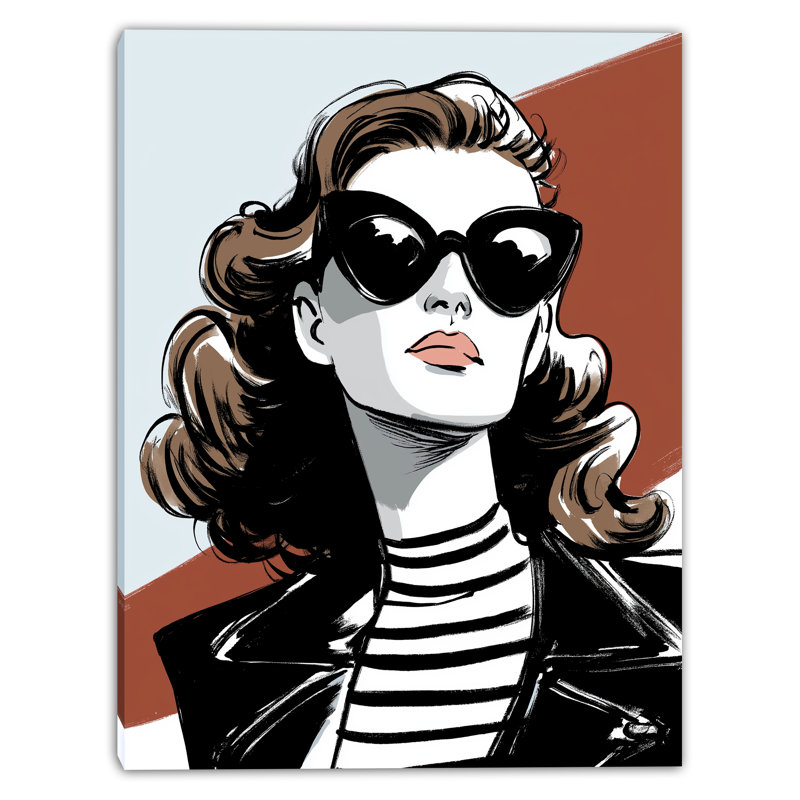 Art mural rétro sur toile tendue avec lunettes de soleil, H 24 po x l 16 po