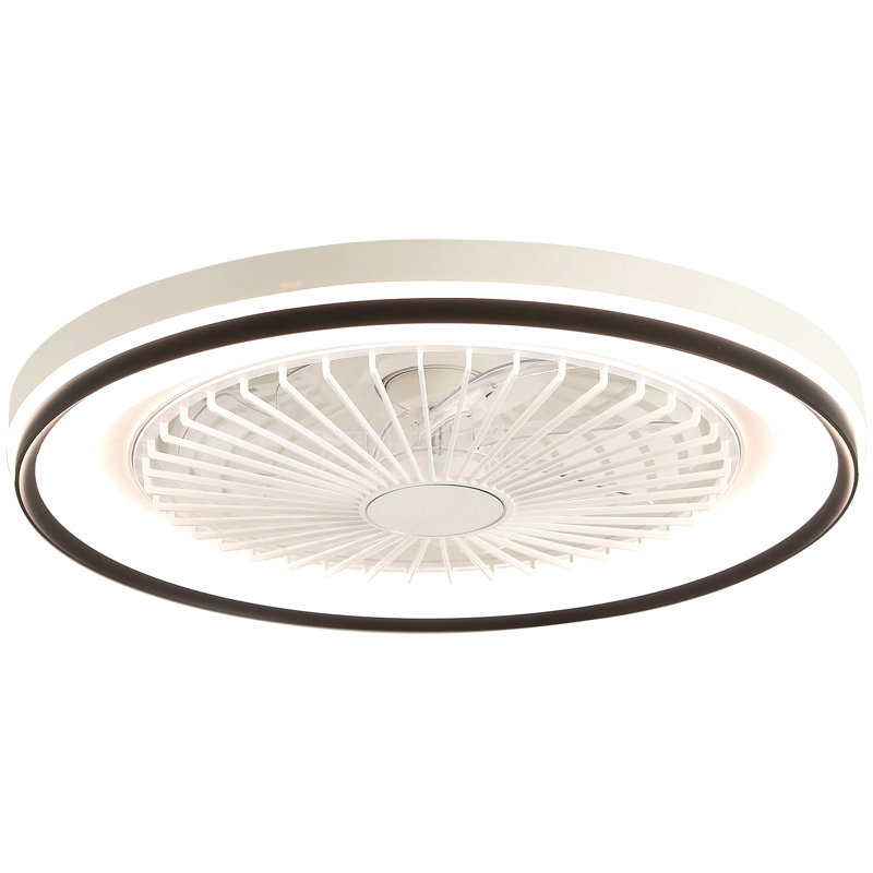 19 Inch Rgb Dimmable Led Enclosed Ceiling Fan With Light Flush Mount Bladeless 6 Speed Remote Control For Bedroom Party
