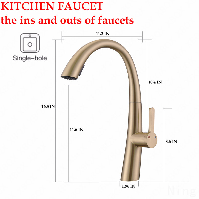 Robinet de cuisine à poignée simple en acier inoxydable